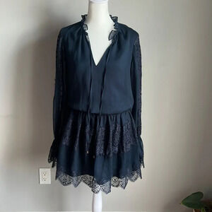 Ramy brook v neck lace trim  dress